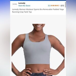 Lemedy Women Workout Sports Bra Removable Padded Yoga Running Crop Tank Top